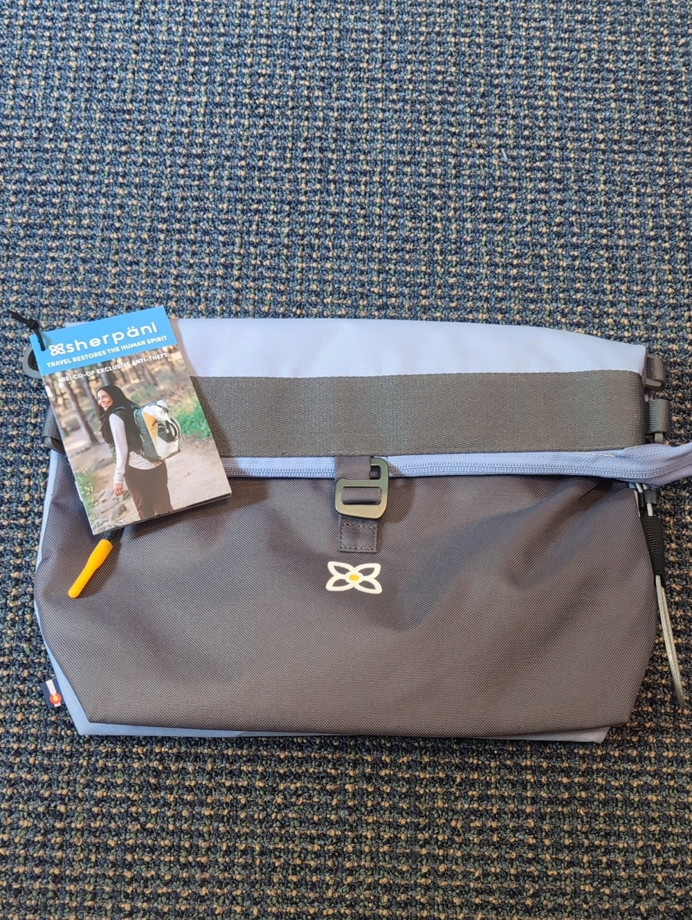 Anti-Theft Sherpani Gray and Light Blue Crossbody Bag